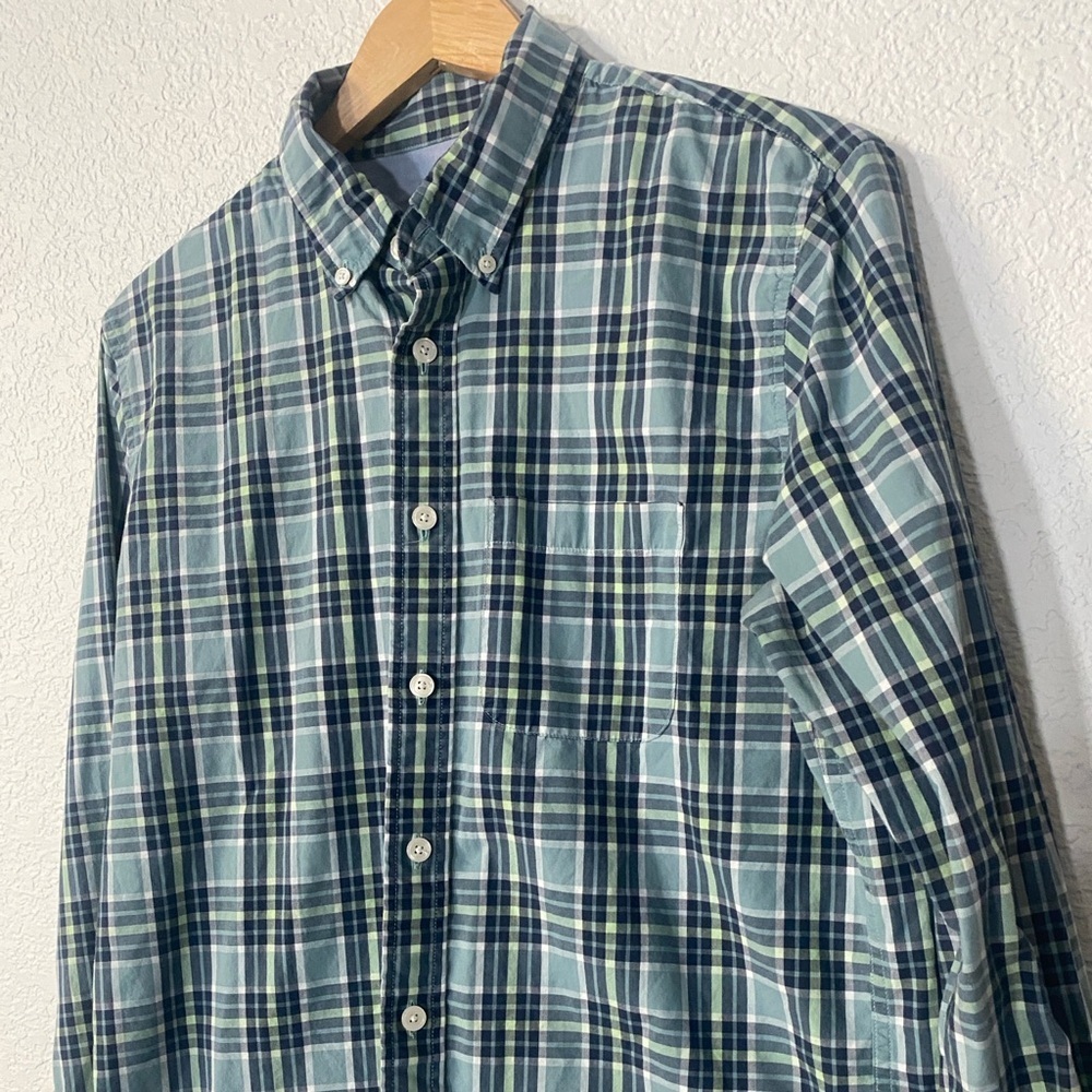 Abercrombie & Fitch Blue and Green Plaid Long Sleeve Preppy Button Up Shirt SZM - Picture 3 of 8